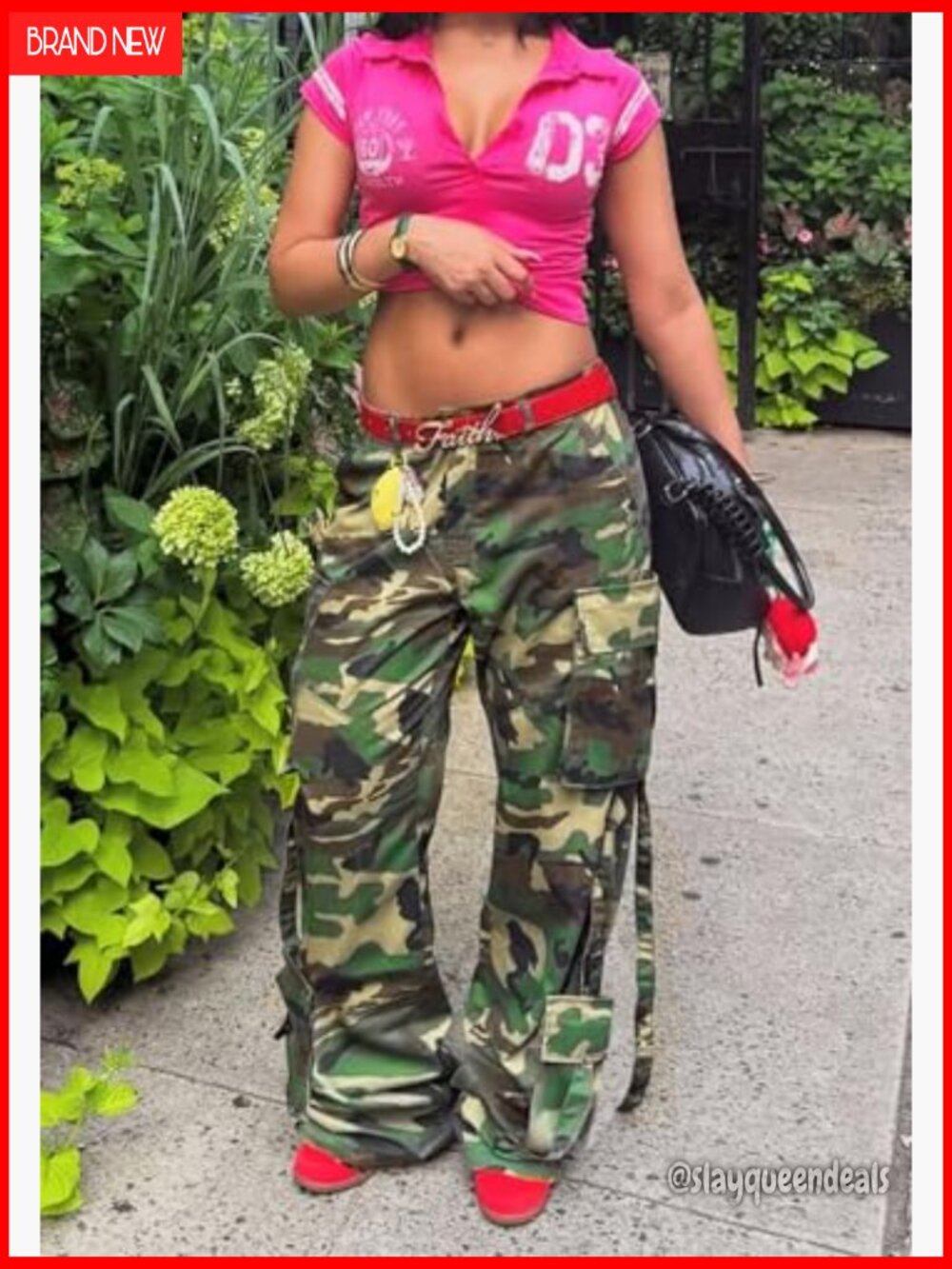 High Waist Wide Leg Cargo Pants Multi Pocket Army Military Joggers Plus Size - Picture 4 of 7